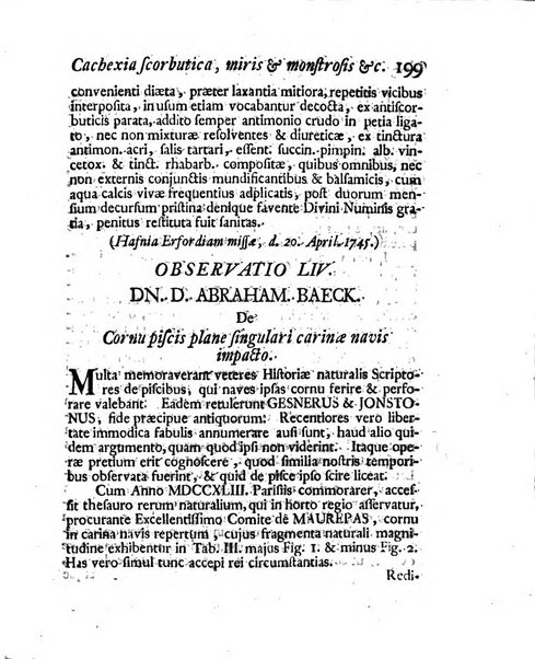 Acta physico-medica Academiae caesareae leopoldino-carolinae naturae curiosorum exhibentia ephemerides sive oservationes historias et experimenta a celeberrimis Germaniae et exterarum regionum viris habita et communicata..