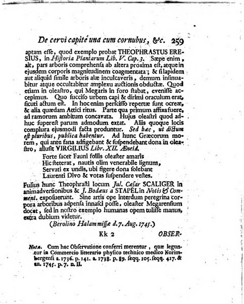 Acta physico-medica Academiae caesareae leopoldino-carolinae naturae curiosorum exhibentia ephemerides sive oservationes historias et experimenta a celeberrimis Germaniae et exterarum regionum viris habita et communicata..