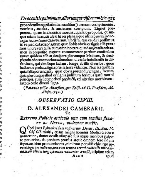 Acta physico-medica Academiae caesareae leopoldino-carolinae naturae curiosorum exhibentia ephemerides sive oservationes historias et experimenta a celeberrimis Germaniae et exterarum regionum viris habita et communicata..