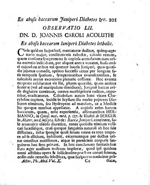 Acta physico-medica Academiae caesareae leopoldino-carolinae naturae curiosorum exhibentia ephemerides sive oservationes historias et experimenta a celeberrimis Germaniae et exterarum regionum viris habita et communicata..