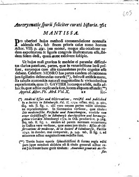 Acta physico-medica Academiae caesareae leopoldino-carolinae naturae curiosorum exhibentia ephemerides sive oservationes historias et experimenta a celeberrimis Germaniae et exterarum regionum viris habita et communicata..