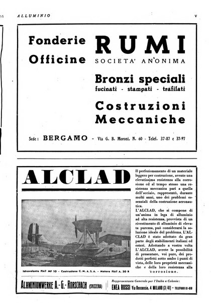 Alluminio rivista tecnica del Gruppo metalli leggeri della Associazione nazionale fascista degli industriali metallurgici italiani