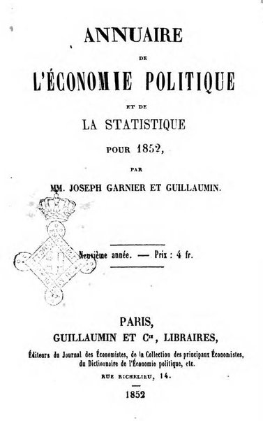 Annuaire de l'economie politique et de la statistique