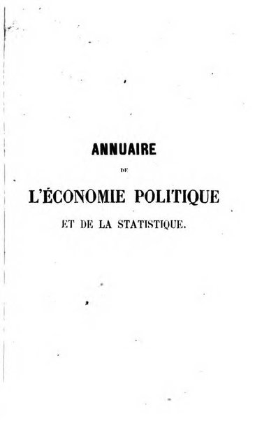 Annuaire de l'economie politique et de la statistique