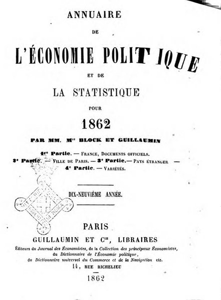 Annuaire de l'economie politique et de la statistique