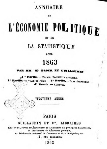 Annuaire de l'economie politique et de la statistique