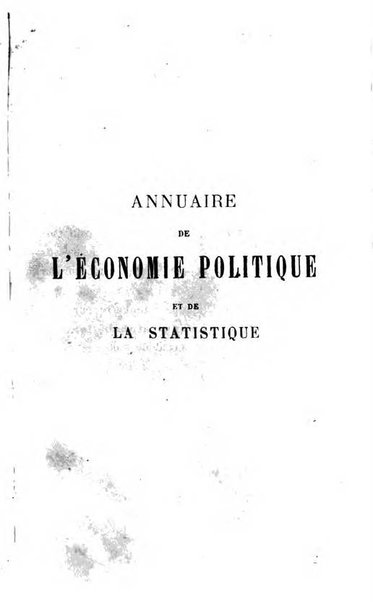 Annuaire de l'economie politique et de la statistique