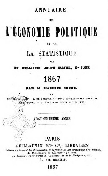 Annuaire de l'economie politique et de la statistique