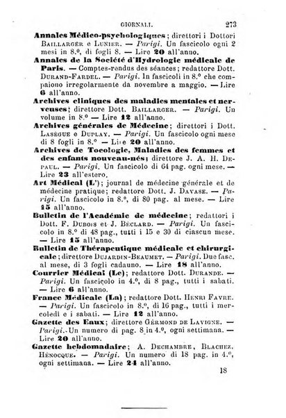 Annuario delle scienze mediche riassunto delle piu importanti pubblicazioni dell'anno