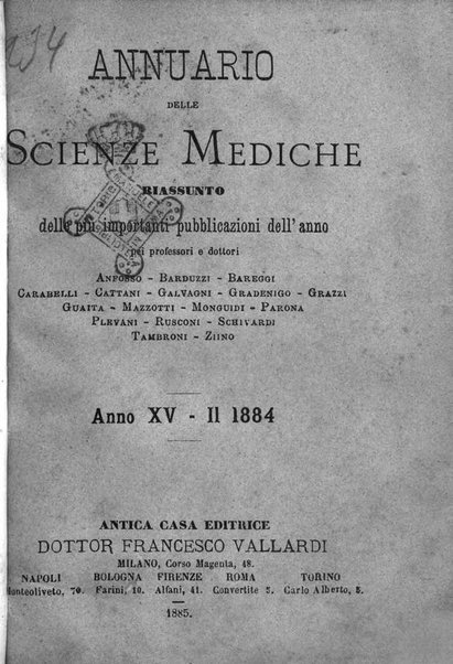 Annuario delle scienze mediche riassunto delle piu importanti pubblicazioni dell'anno