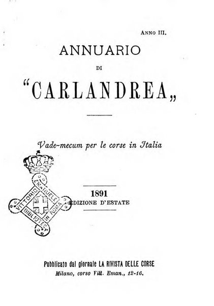 Annuario di Carlandrea Vademecum per le corse in Italia