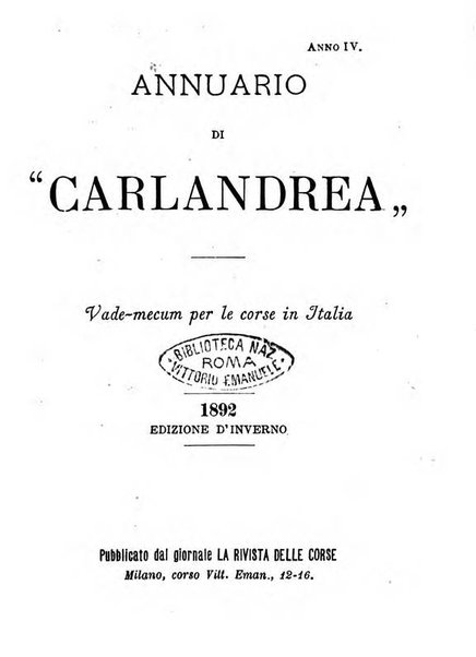 Annuario di Carlandrea Vademecum per le corse in Italia