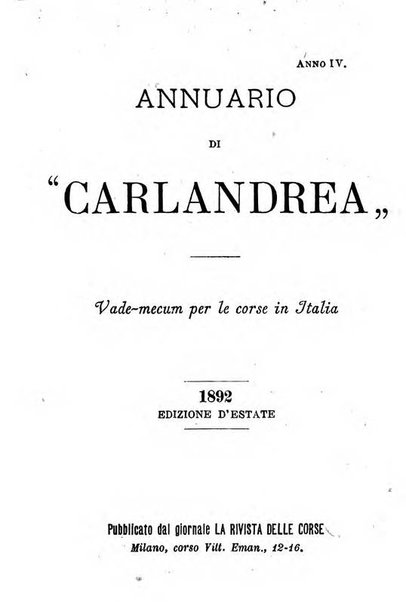 Annuario di Carlandrea Vademecum per le corse in Italia