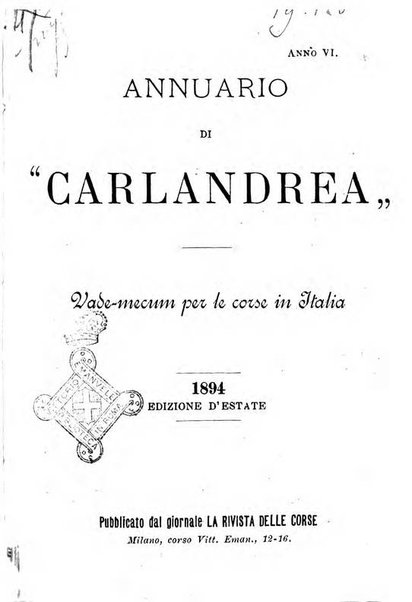 Annuario di Carlandrea Vademecum per le corse in Italia