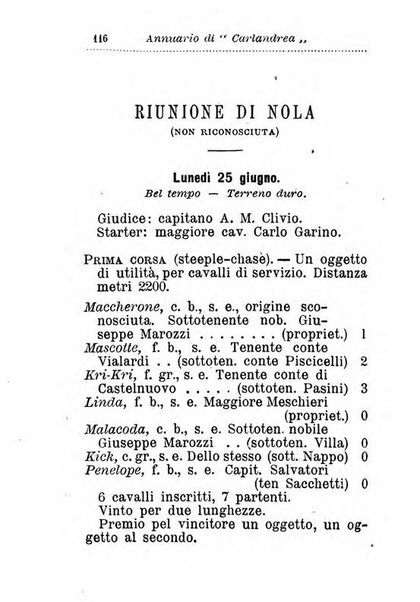 Annuario di Carlandrea Vademecum per le corse in Italia