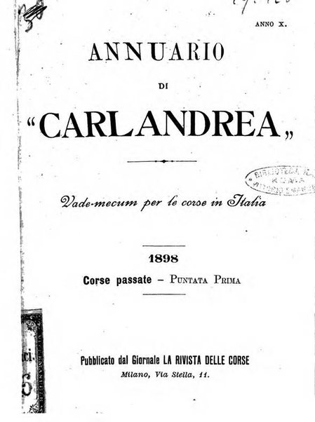 Annuario di Carlandrea Vademecum per le corse in Italia