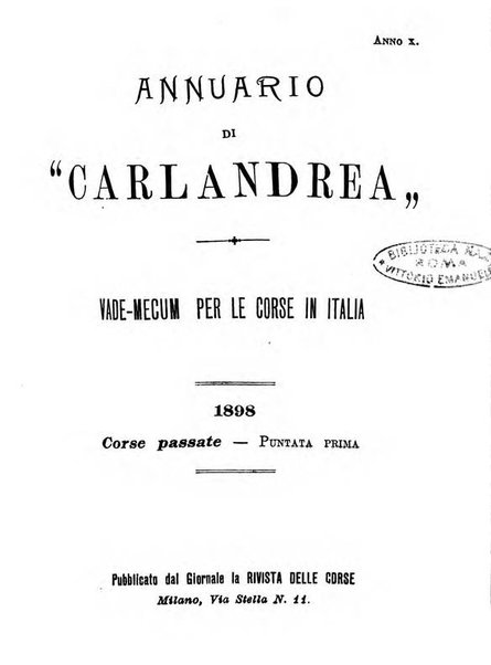 Annuario di Carlandrea Vademecum per le corse in Italia