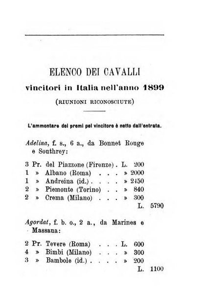 Annuario di Carlandrea Vademecum per le corse in Italia