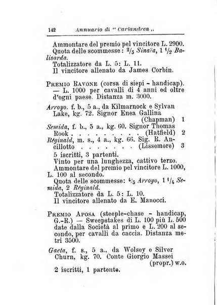 Annuario di Carlandrea Vademecum per le corse in Italia