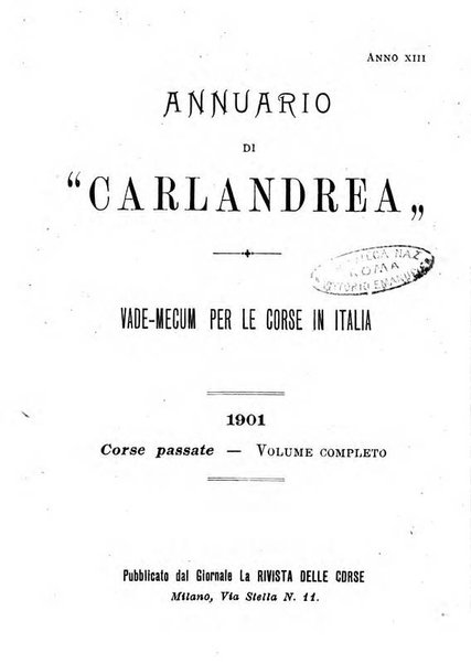 Annuario di Carlandrea Vademecum per le corse in Italia