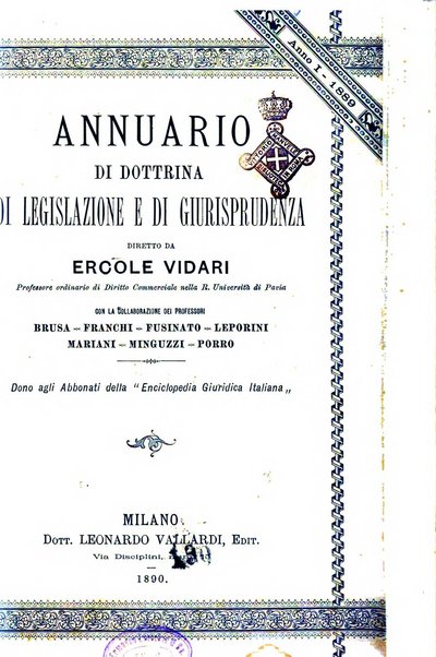 Annuario di dottrina di legislazione e di giurisprudenza