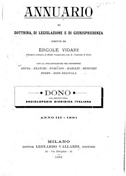 Annuario di dottrina di legislazione e di giurisprudenza