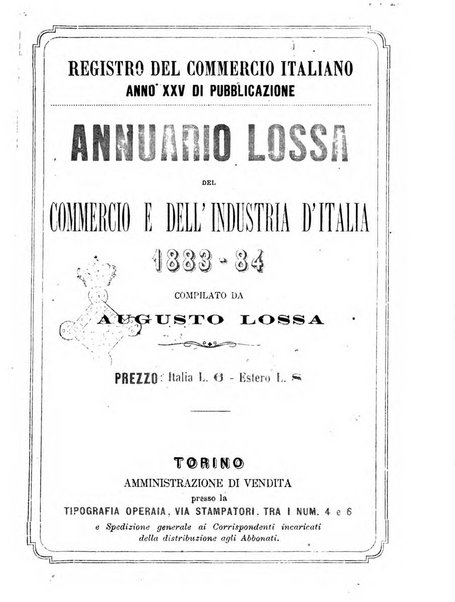 Annuario Lossa almanacco di commercio delle citta di Genova, Milano e Torino e principali provincie lombarde