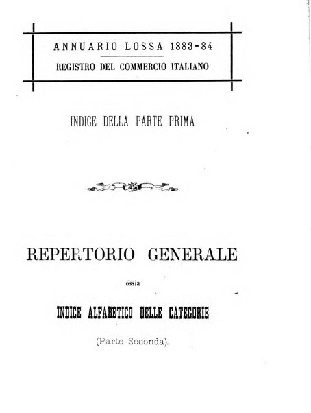 Annuario Lossa almanacco di commercio delle citta di Genova, Milano e Torino e principali provincie lombarde