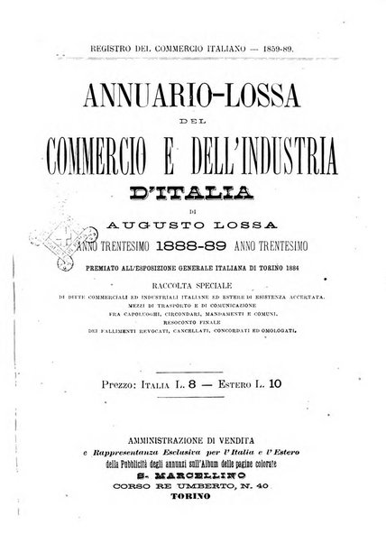 Annuario Lossa almanacco di commercio delle citta di Genova, Milano e Torino e principali provincie lombarde