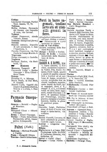 Annuario Lossa almanacco di commercio delle citta di Genova, Milano e Torino e principali provincie lombarde