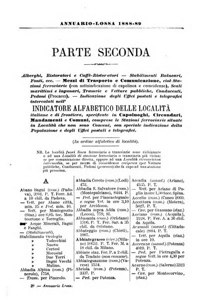 Annuario Lossa almanacco di commercio delle citta di Genova, Milano e Torino e principali provincie lombarde