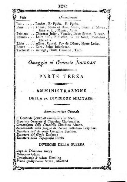 Annuario repubblicano francese ... ossia calendario della 27. Divisione militare