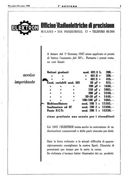 L'antenna quindicinale illustrato dei radio-amatori italiani