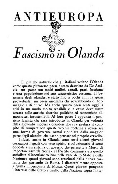 Antieuropa rassegna mensile di azione e pensiero della giovinezza rivoluzionaria fascista