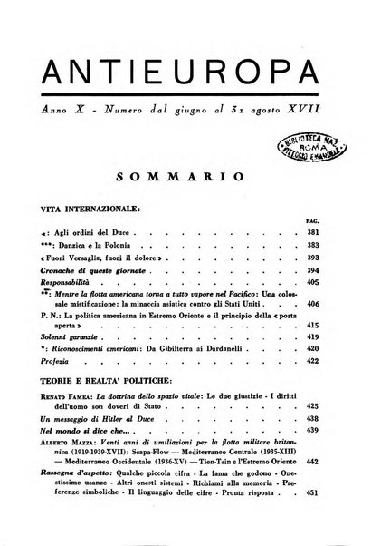 Antieuropa rassegna mensile di azione e pensiero della giovinezza rivoluzionaria fascista