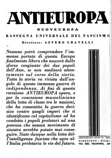 Antieuropa rassegna mensile di azione e pensiero della giovinezza rivoluzionaria fascista