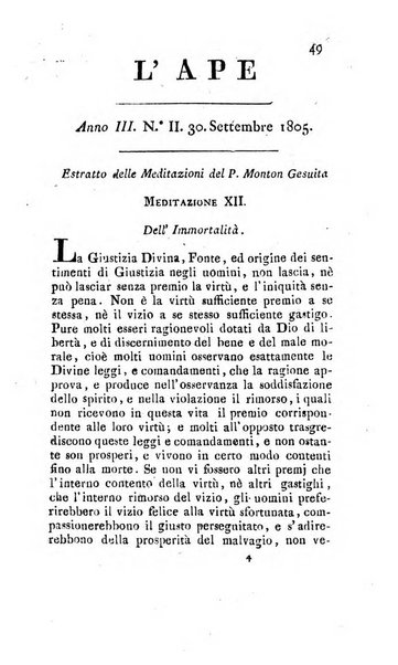 L'ape scelta di opuscoli letterari e morali estratti per lo piu da fogli periodici oltramontani