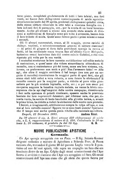 L'apicoltore giornale dell'Associazione centrale d'incoraggiamento per l'apicoltura in Italia