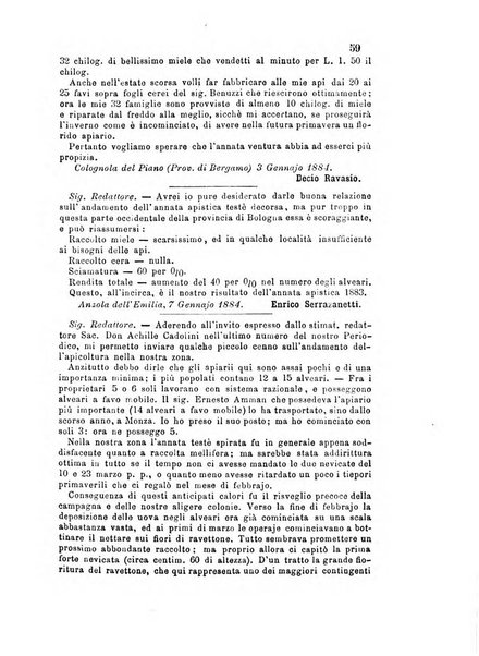 L'apicoltore giornale dell'Associazione centrale d'incoraggiamento per l'apicoltura in Italia