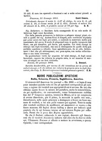 L'apicoltore giornale dell'Associazione centrale d'incoraggiamento per l'apicoltura in Italia