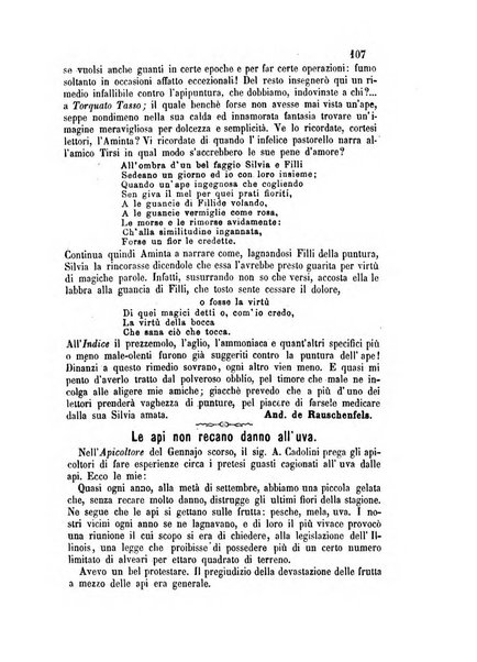 L'apicoltore giornale dell'Associazione centrale d'incoraggiamento per l'apicoltura in Italia