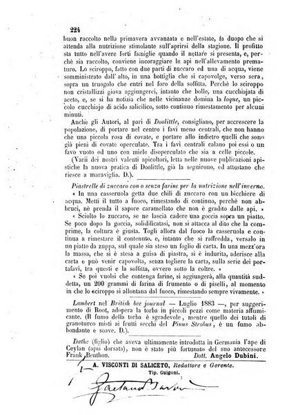 L'apicoltore giornale dell'Associazione centrale d'incoraggiamento per l'apicoltura in Italia