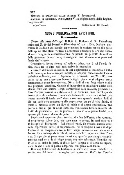 L'apicoltore giornale dell'Associazione centrale d'incoraggiamento per l'apicoltura in Italia