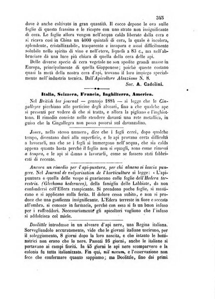 L'apicoltore giornale dell'Associazione centrale d'incoraggiamento per l'apicoltura in Italia