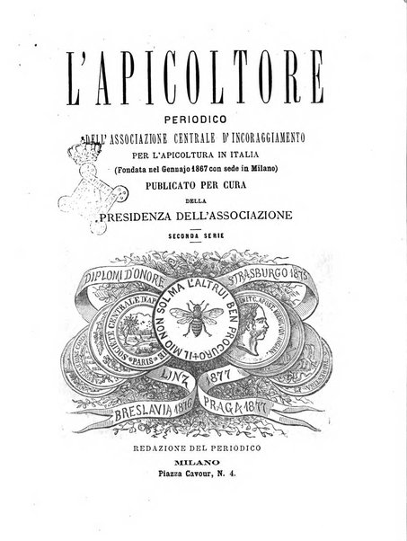 L'apicoltore giornale dell'Associazione centrale d'incoraggiamento per l'apicoltura in Italia