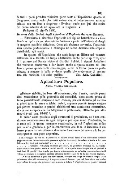 L'apicoltore giornale dell'Associazione centrale d'incoraggiamento per l'apicoltura in Italia