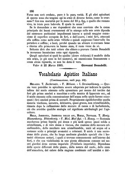 L'apicoltore giornale dell'Associazione centrale d'incoraggiamento per l'apicoltura in Italia