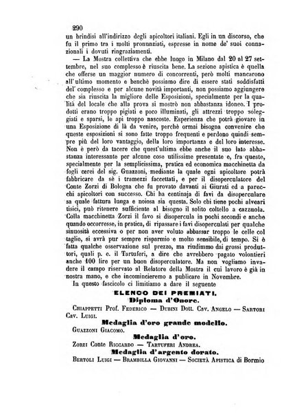 L'apicoltore giornale dell'Associazione centrale d'incoraggiamento per l'apicoltura in Italia