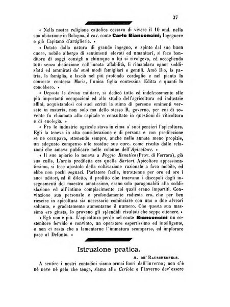 L'apicoltore giornale dell'Associazione centrale d'incoraggiamento per l'apicoltura in Italia