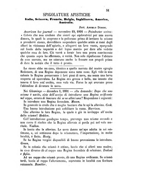 L'apicoltore giornale dell'Associazione centrale d'incoraggiamento per l'apicoltura in Italia